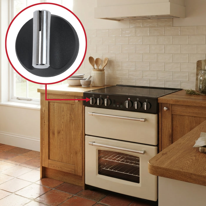 Control Knobs For Belling Cooker Fits Stoves Oven Hob 083576300 (Pack of 2, Black/Chrome)