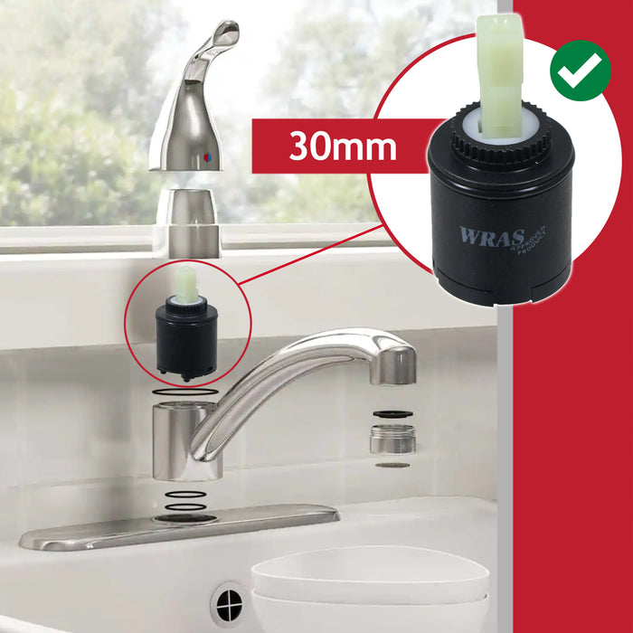 Mixer Tap Cartridge 30mm Single Monobloc Sink Basin Bath Hot Cold Water Valve