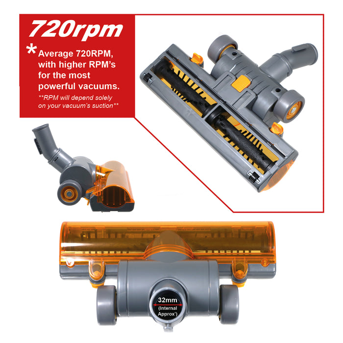 Turbine Head compatible with DYSON DC05 DC07 Vacuum Carpet Floor Tool Wheeled Turbo Brush 32mm