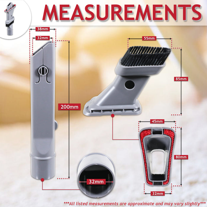 3 in 1 Brush Crevice Upholstery Dusting Tool for Vax Power 6 7 Total Home U84 U85 U88 Vacuum Cleaner (32mm)