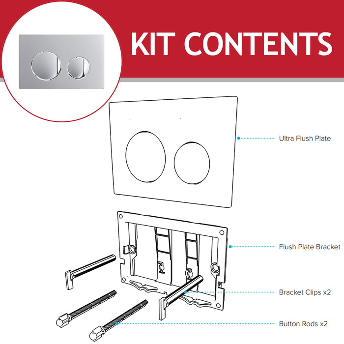 Luxury Flush Plate Kit for Skylo Concealed Toilet Cistern Wall Hung Frame (Chrome Silver, 245mm x 165mm)
