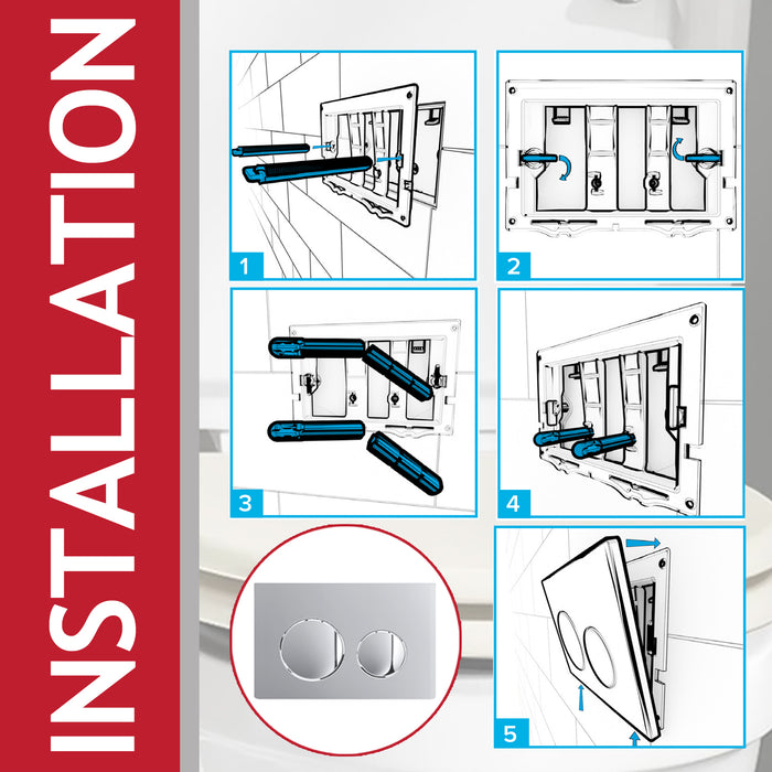 Luxury Flush Plate Kit for Skylo Concealed Toilet Cistern Wall Hung Frame (Chrome Silver, 245mm x 165mm)