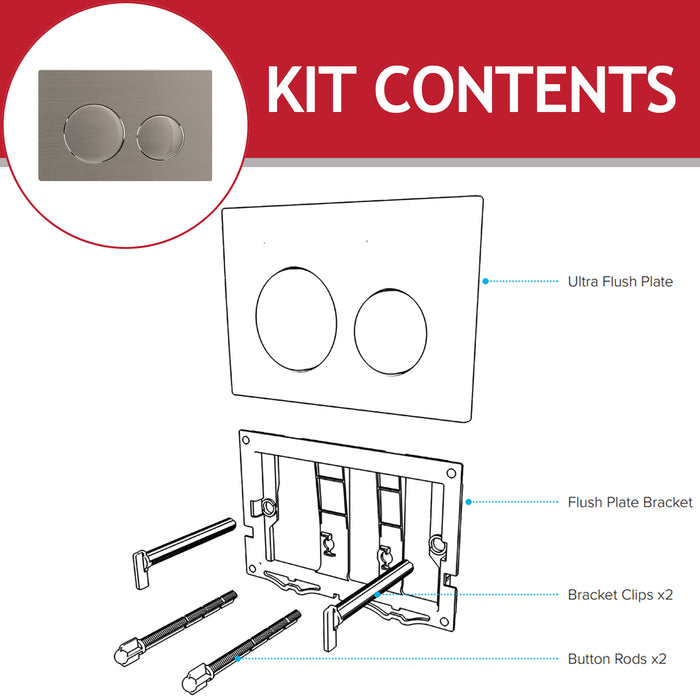 Luxury Flush Plate Kit for Skylo Concealed Toilet Cistern Wall Hung Frame (Brushed Nickel, 245mm x 165mm)