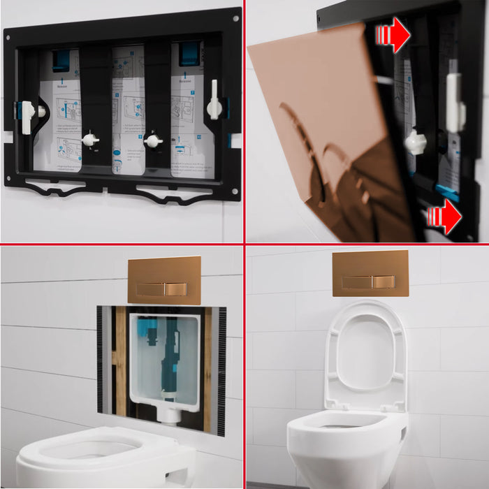 Luxury Concealed Toilet Cistern Flush Plate Kit for Skylo Wall Hung Frame (Brushed Copper, 245mm x 165mm)