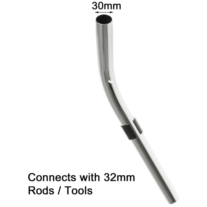 Bent End Handle Wand Pipe Rod For Bush Vacuum Cleaners 32mm Silver / Chrome