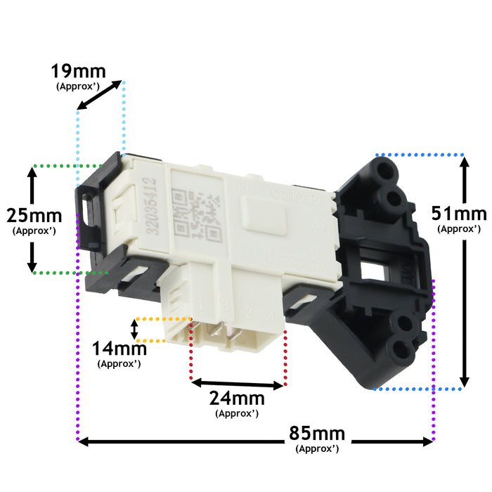 Washing Machine Door Lock For CDA AWI714S/0 AWI712S/0 Interlock Switch