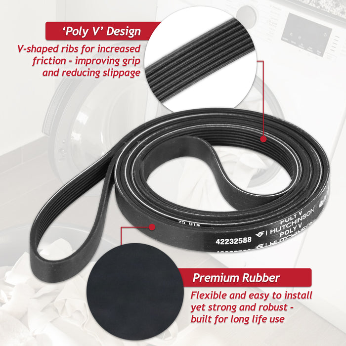 Poly-V Drive Belt for Bush BCGBTD8HP TD7CNBCW Tumble Dryer (7PH2012 SH200, 42232588 / 42164399)