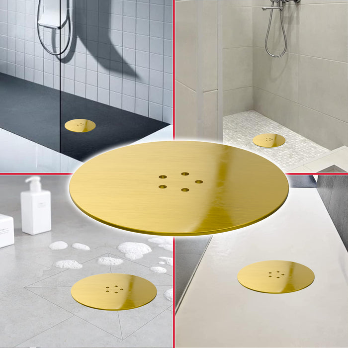 110mm Luxury Plug Cover for Shower Trap with 90mm Tray (Brushed Brass)