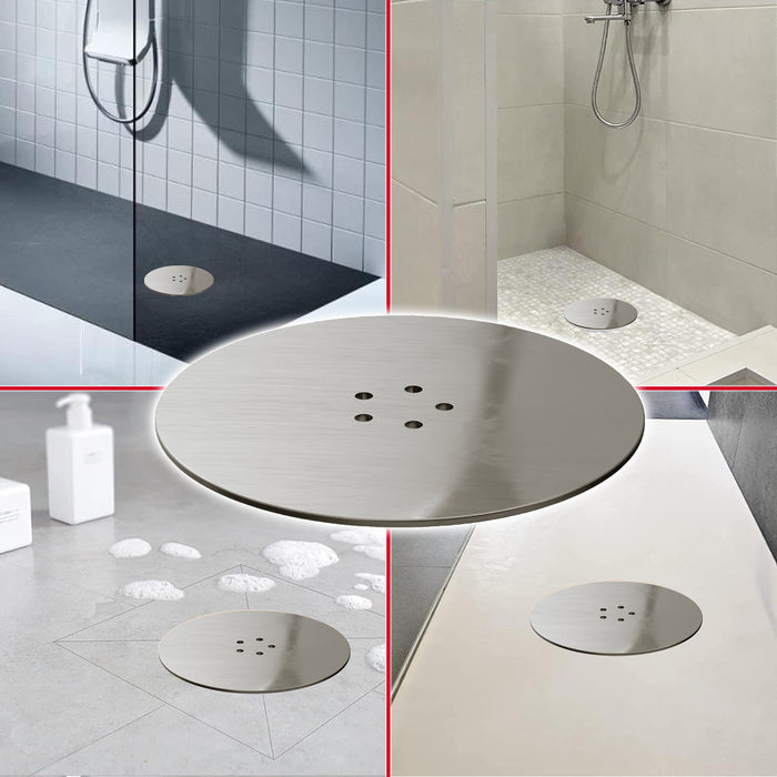 110mm Luxury Plug Cover for Shower Trap with 90mm Tray (Brushed Nickel)