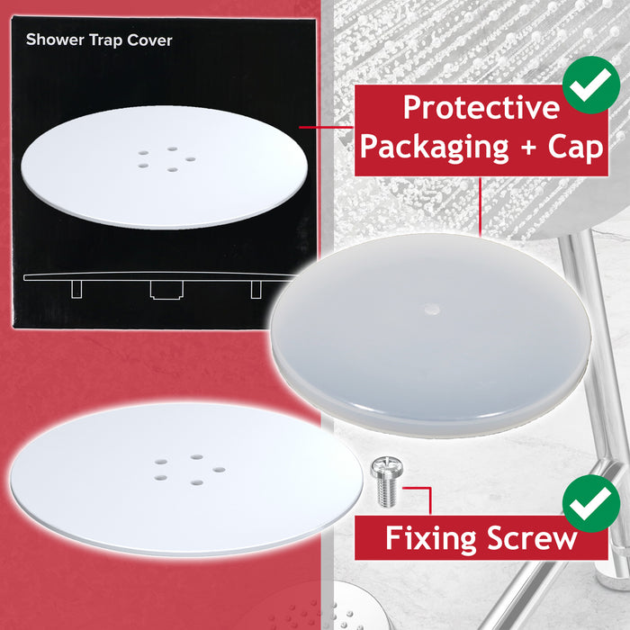 110mm Luxury Plug Cover for Shower Trap with 90mm Tray (Matt White)