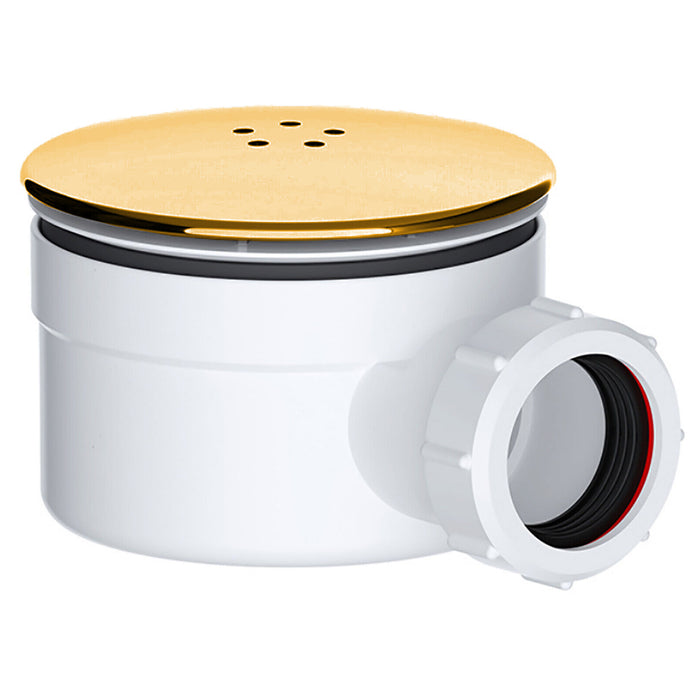 Shower Trap for 90mm Tray Plug Hole 1.5" Luxury Drain Water Waste Dome Base Kit (Brushed Brass)