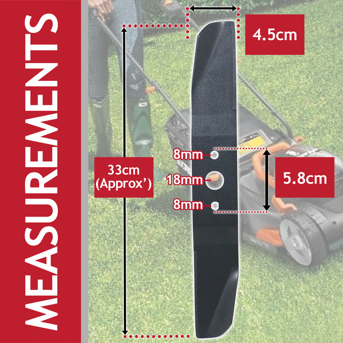 Metal Blade for Worx Lawnmower WG772E WG773E WG776E WG778E WG779E (33cm)