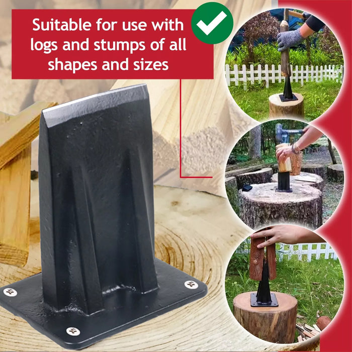 Kindling Splitter Lump Sledge Hammer Blade Sharpener Drill Attachment Kit Log Wood Splitting Chisel Set (Large)