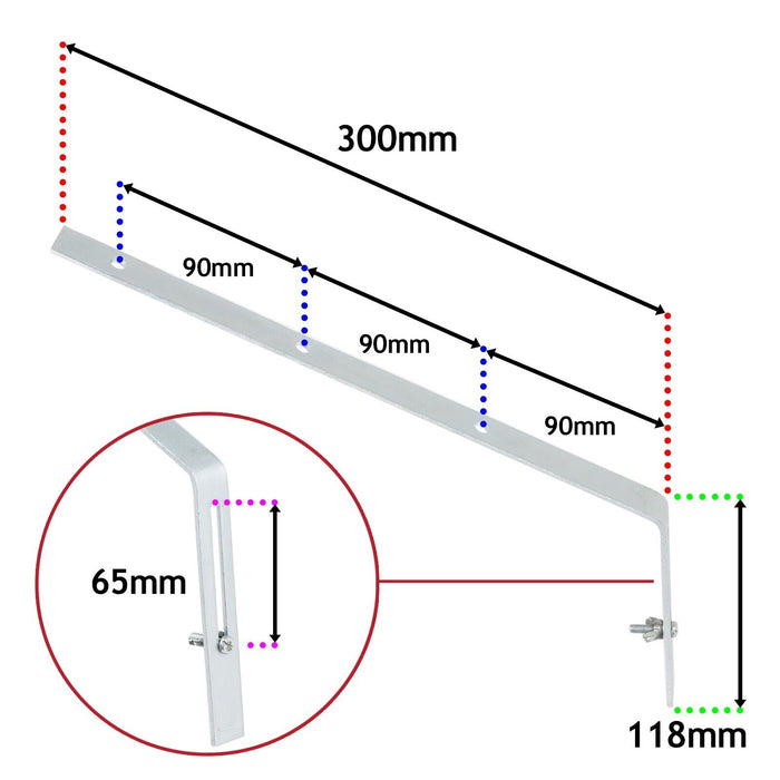 Gutter Top Rafter Bracket Universal Galvanised Steel Fascia Support Fixings (Pack of 5, 300mm)