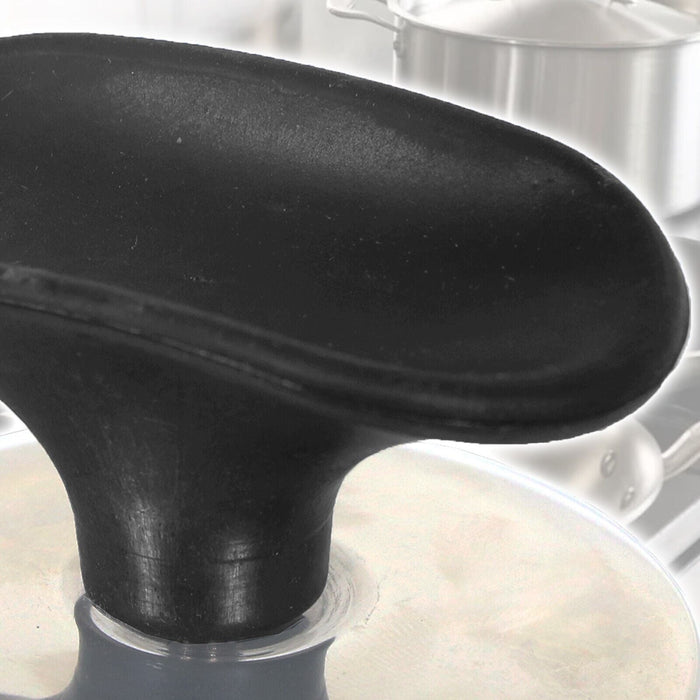 Universal Pan Lid Handle 6cm Saucepan Slow Cooker Steamer Pot Knobs (Black / Chrome Silver, Pack of 4)