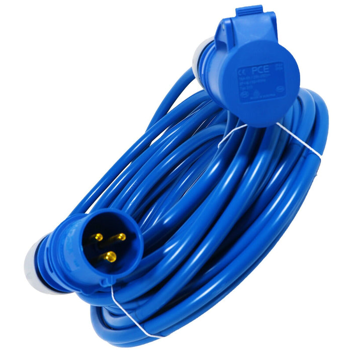 16A Extension Lead 14m 240V 1.5mm Extra Long Outdoor Construction Site Generator Power Cable (Blue)