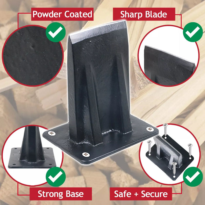 Kindling Splitter Blade Sharpener Drill Attachment Kit Log Wood Splitting Chisel Wedge Set (Large)