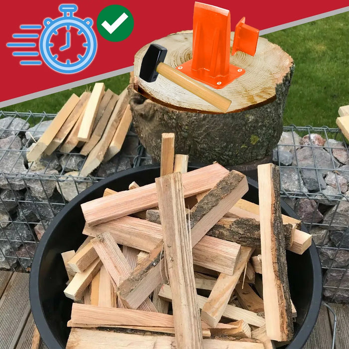 Kindling Splitter Lump Hammer Log Firewood Splitting Heavy Duty Mounted Wood Timber Chisel Wedge Kit