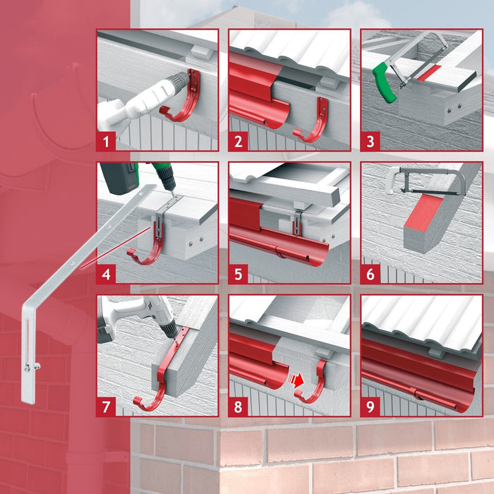 Gutter Top Rafter Bracket Universal Galvanised Steel Fascia Support Fixings (Pack of 5, 300mm)