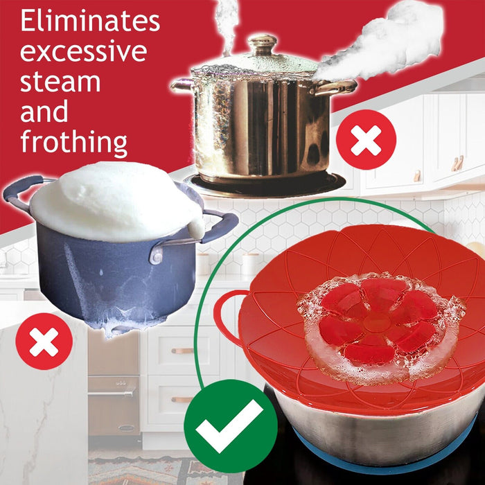 Pan Lid Spill Stopper Silicone Saucepan Pot Steamer Cover Anti Boiling Overflow Guards (Pack of 3)