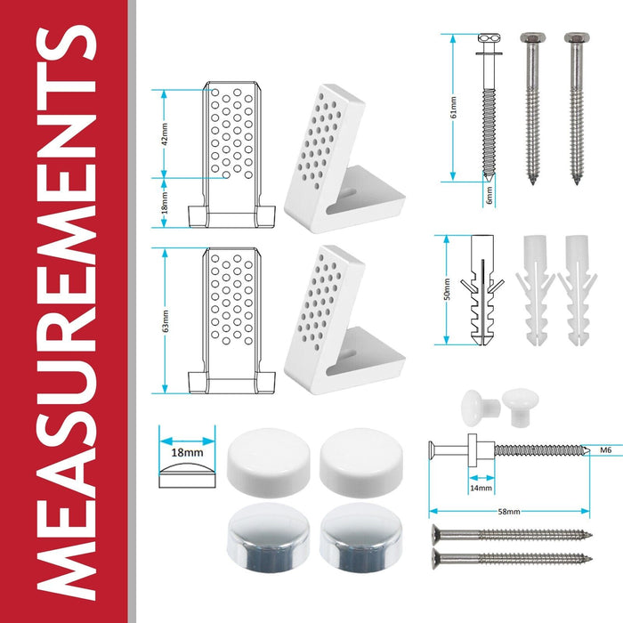 Universal Toilet Fixing Kit (Angled Pan Floor Bracket + Cistern Leak Seal Accessory Set)
