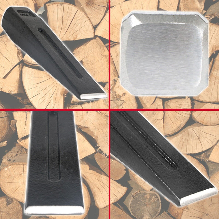 Log Splitter Lump Hammer 2KG Club Mallet + 1.5KG 8" Chisel Wedge Wood Splitting Maul Kit