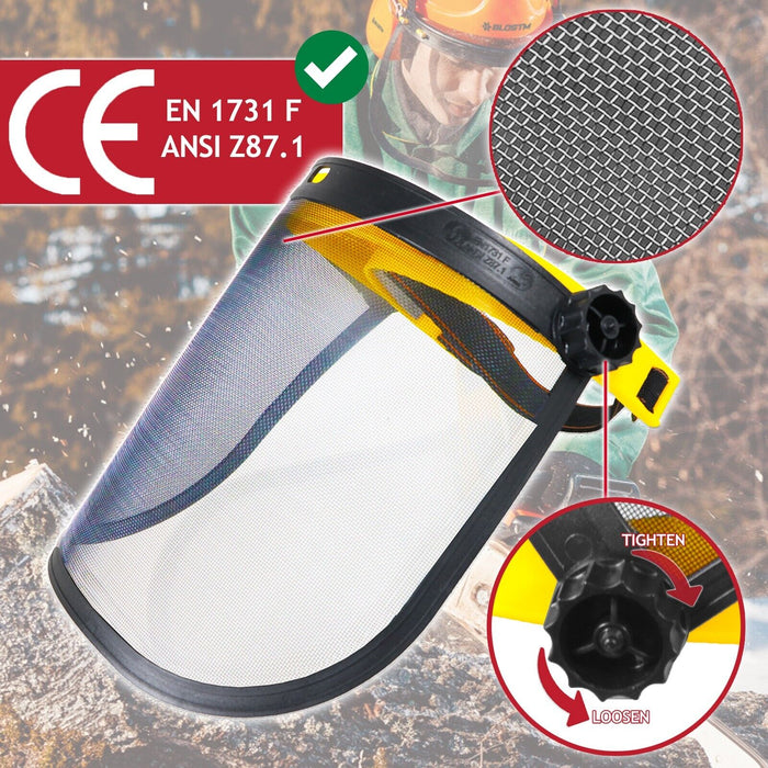 Log Splitter Face Shield Kit Wood Timber Splitting Chisel Wedges (Pack of 2) + Protective Mesh Visor Set