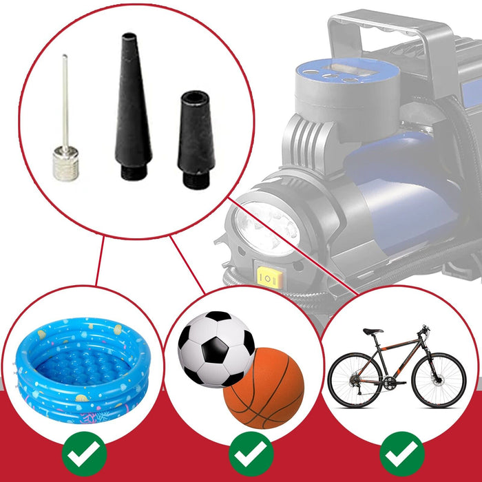 Digital Tyre Inflator 12V Car Bike Van Motorcycle Portable LED Air Compressor Pump (with Carry Bag)