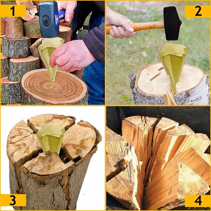 Log Splitter Wood Splitting Axe Wedge Maul Grenade Timber Spike Bomb + Safety Goggles
