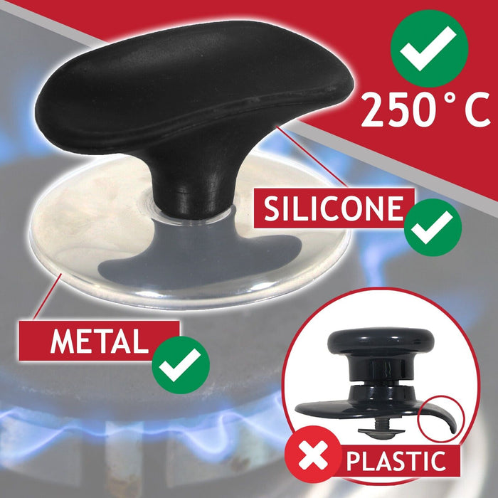 Universal Pan Lid Handle 6cm Saucepan Slow Cooker Steamer Pot Knob (Black / Chrome Silver)