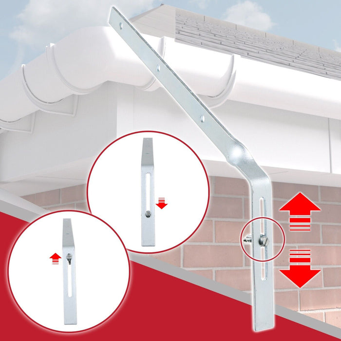 Gutter Side Rafter Bracket Universal Galvanised Steel Fascia Support Fixings (Pack of 5, 300mm)