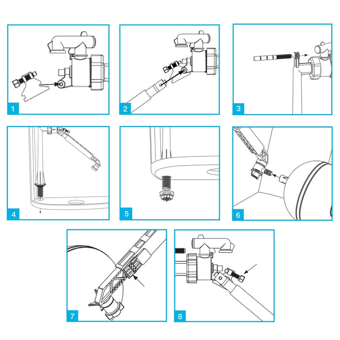 1/2" Bottom Entry Valve Straight Toilet Cistern Filling Inlet 4 1/2" Ball Float Kit