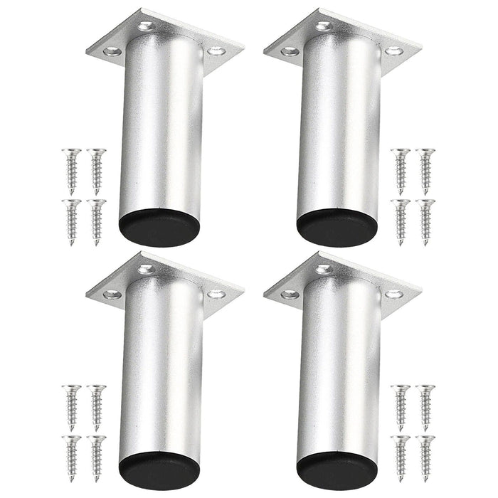 Universal Adjustable Furniture Feet 4.5" Silver Wardrobe Table Footrest Riser Legs (Pack of 4)