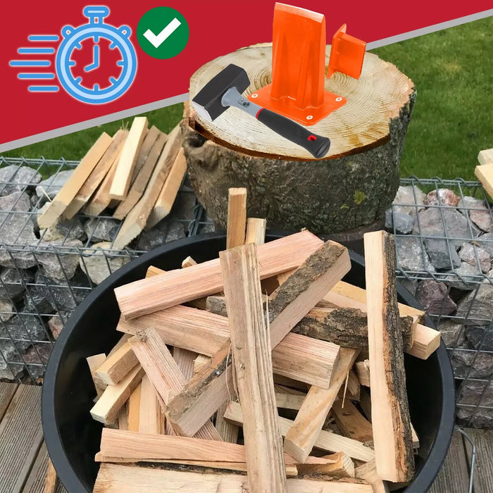 Kindling Splitter Lump Hammer Blade Sharpener Chisel Log Wood Splitting Kit