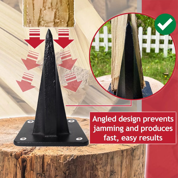 Kindling Splitter Blade Sharpener Drill Attachment Safety Goggles Kit Log Wood Splitting Chisel Wedge Set (Large)