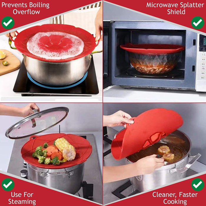 Pan Lid Spill Stopper Silicone Saucepan Pot Steamer Cover Anti Boiling Overflow Guards (Pack of 3)