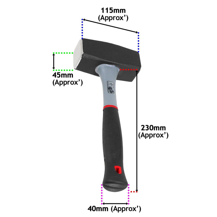 Log Splitter Lump Hammer 2KG Club Mallet + 1.5KG 8" Chisel Wedge Wood Splitting Maul Kit