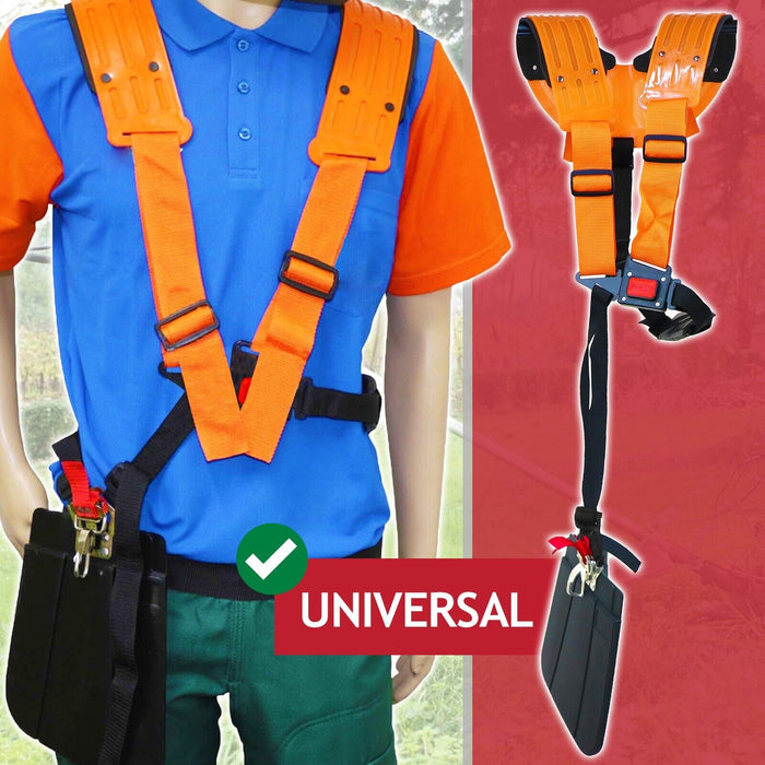 Universal Double Harness Brushcutter Strimmer Trimmer Heavy Duty Padded Support (One Size)
