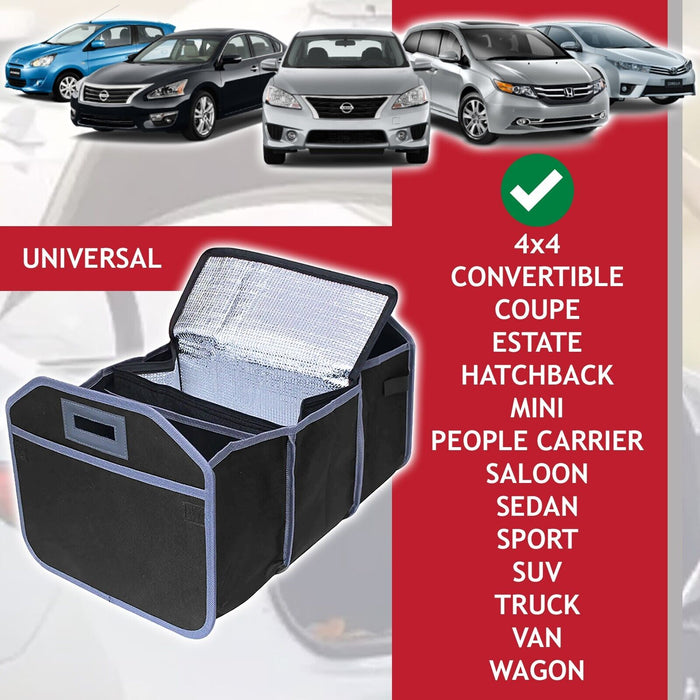 Car Boot Organiser Bag Removable Cooler Liner Collapsible Foldable Trunk Storage (550mm x 360mm x 300mm)