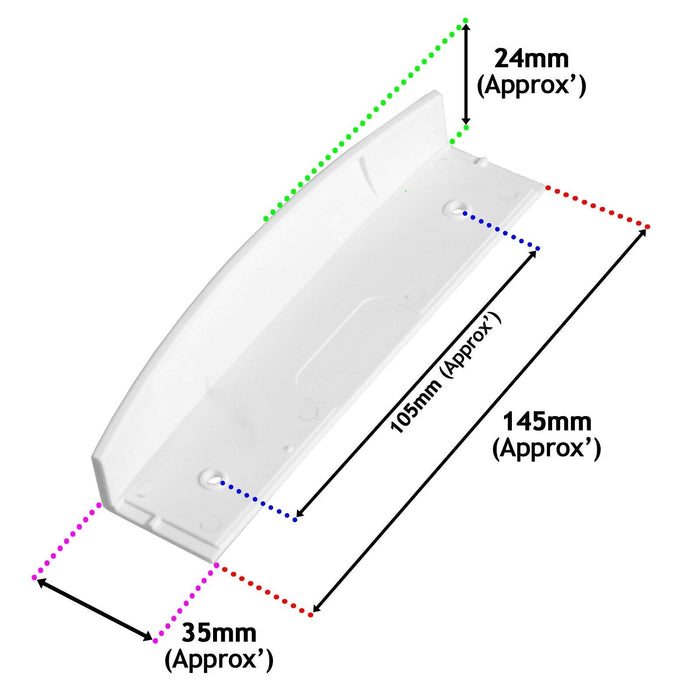 Universal Replacement Fridge Freezer Handgrip Door Handle (White, 145mm, Pack of 2 Handles)