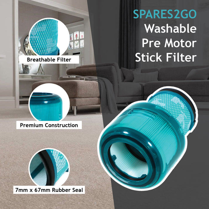 Filter Fits DYSON V15 SV22 Vacuum Replacement Detect Washable Absolute + Brush