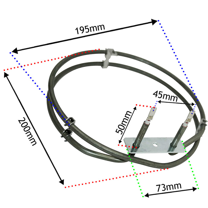 2 Turn Heating Element for Lamona 444449324 444449345 Fan Oven (2000w)