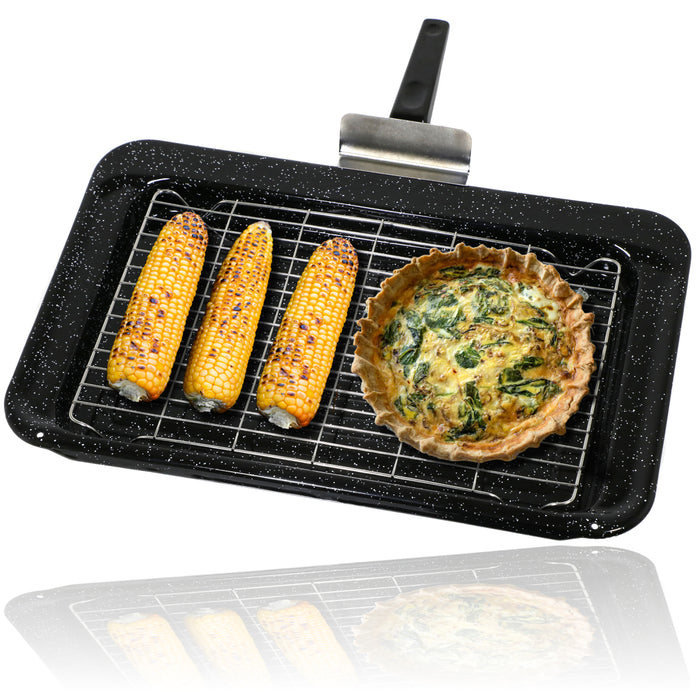 Enamel Grill Pan Tray Rack Grid Handle for Flavel Oven Cooker 445 x 276 mm