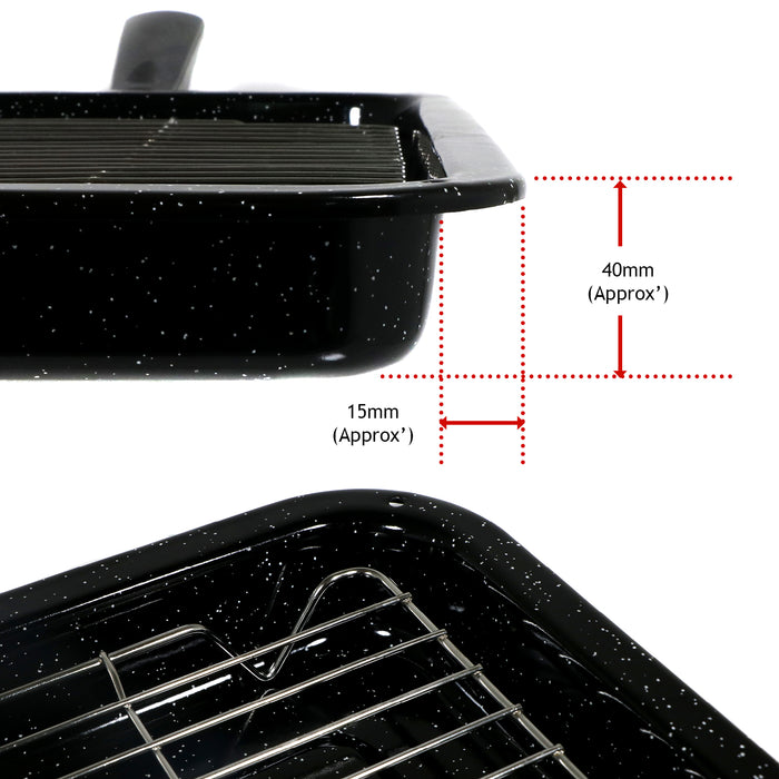 Universal XXL Extra Large Grill Pan Tray Double Handle Oven 440mm x 370mm