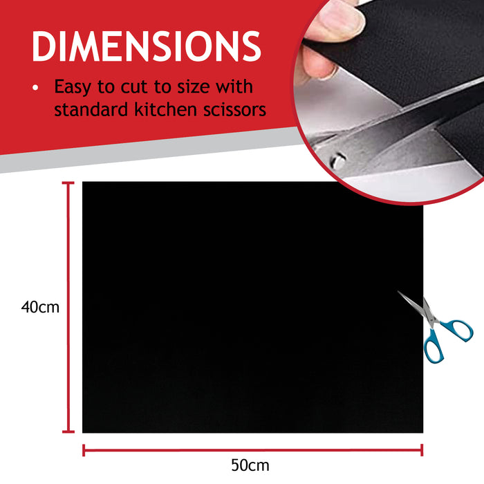 Universal Teflon Oven Cooker Liner Non Stick Heavy Duty Lining Pack of 2 Liners Black