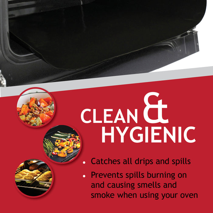 Universal Teflon Oven Cooker Liner Non Stick Heavy Duty Lining Pack of 2 Liners Black