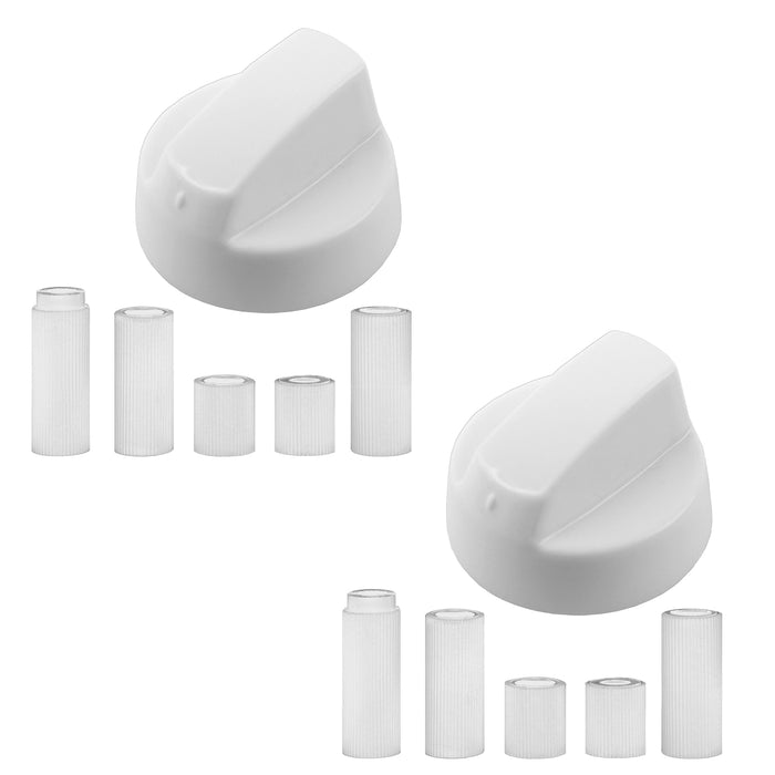 UNIVERSAL White CONTROL KNOB & ADAPTORS for ARISTON Cooker Oven Hob x 2