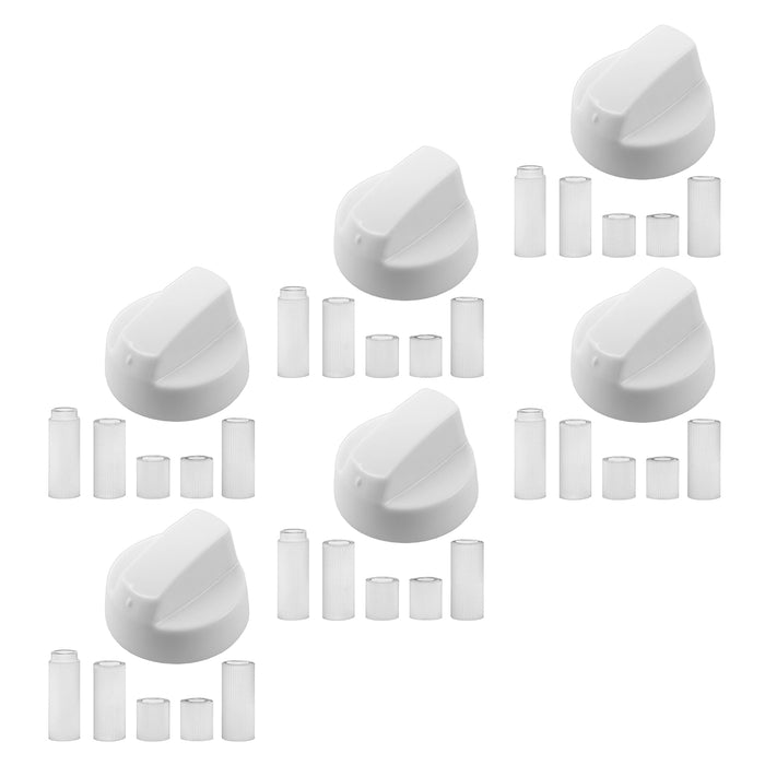 UNIVERSAL White CONTROL KNOB & ADAPTORS for FRIGIDAIRE Cooker Oven Hob x 6