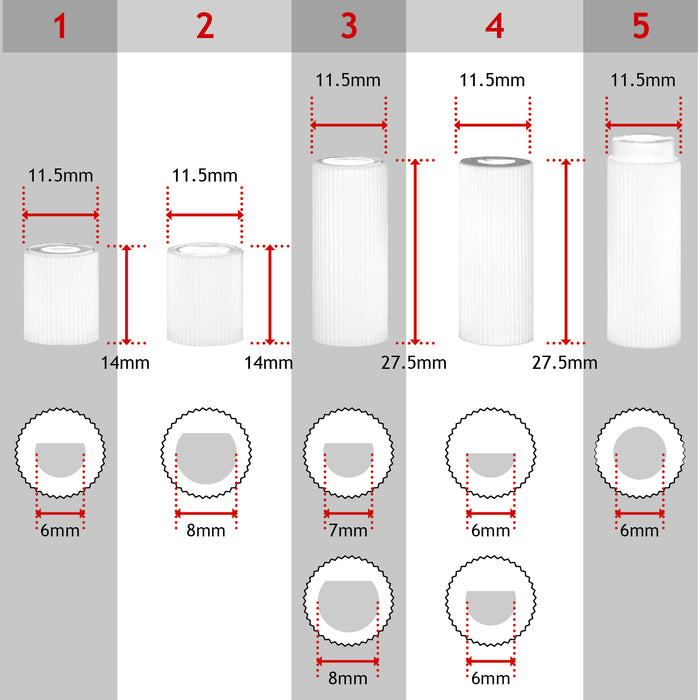 UNIVERSAL White CONTROL KNOB & ADAPTORS for Oven / Cooker / Hob x 6