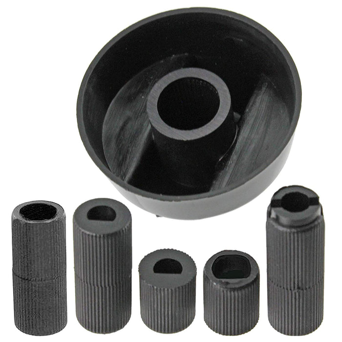 UNIVERSAL Black CONTROL KNOB & ADAPTORS for NEFF Cooker Oven Hob x 2